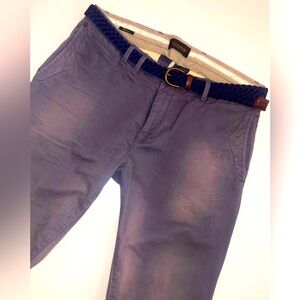 Scotch & Soda Warren Pants Trousers Belt Men Purple Blue W30 L32 Valentine’s Day